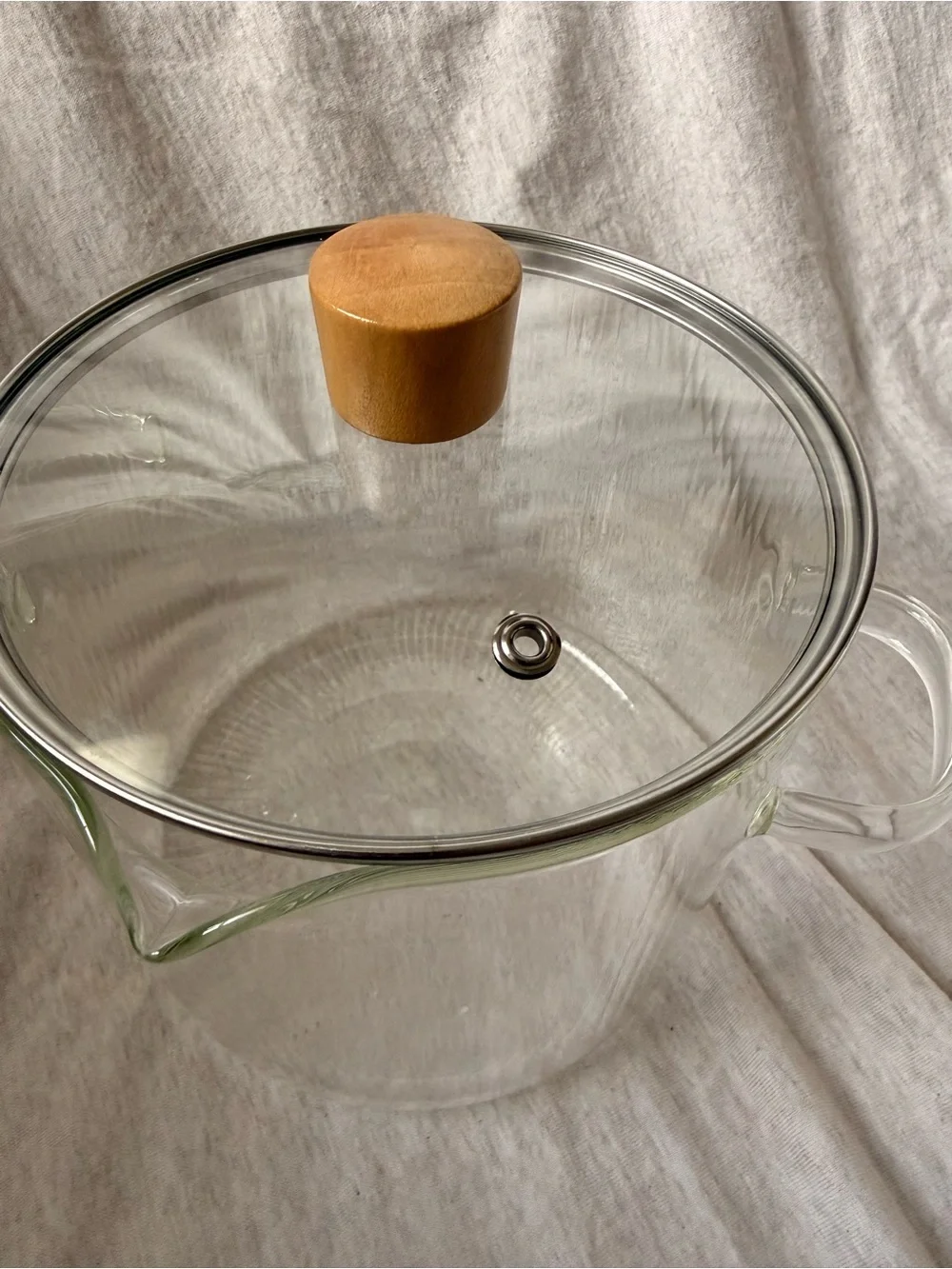 Clear Glass Cooking Pot with Bamboo Knob Lid - Clear